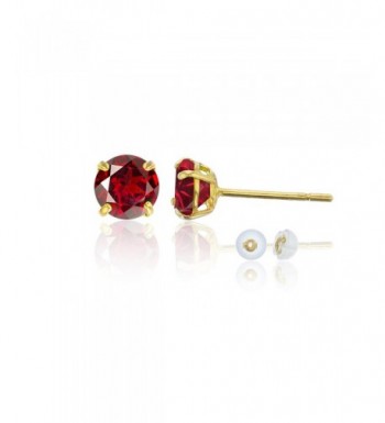 Yellow Gold 6 00mm Garnet Earring