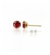 Yellow Gold 6 00mm Garnet Earring