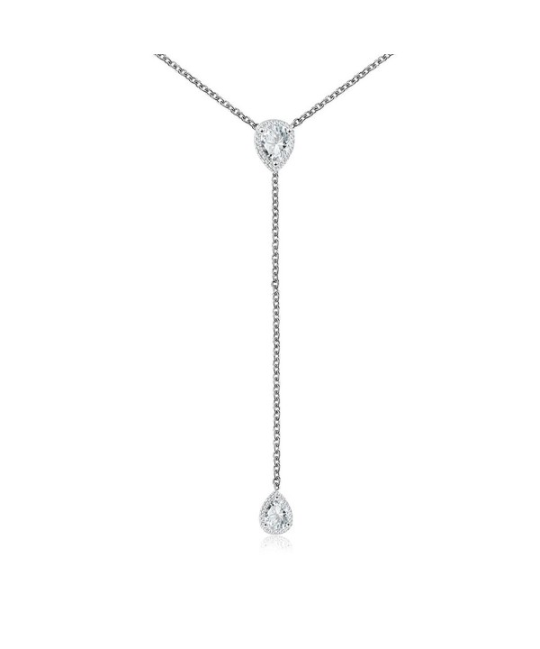 Lariat Necklace Adjustable White Finish