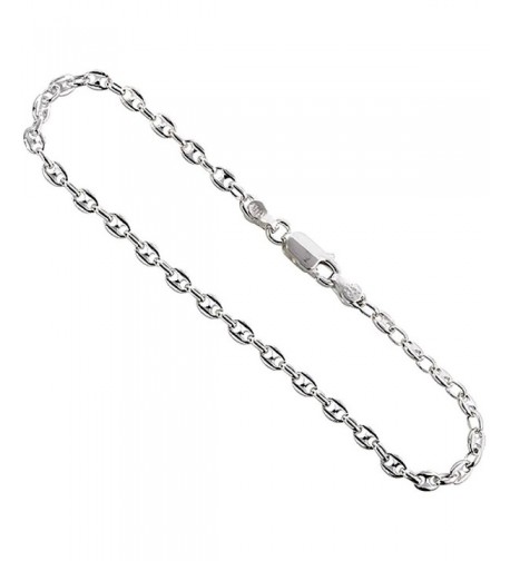 Sterling Silver Puffed Anchor Anklet