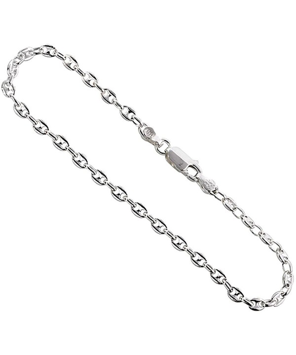 Sterling Silver Puffed Anchor Anklet