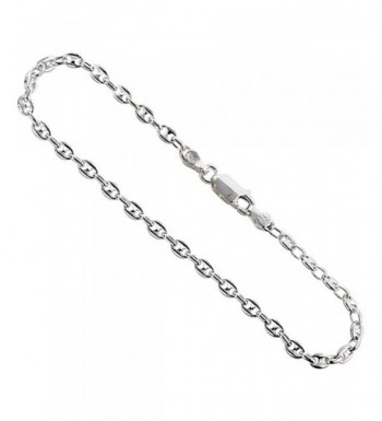 Sterling Silver Puffed Anchor Anklet