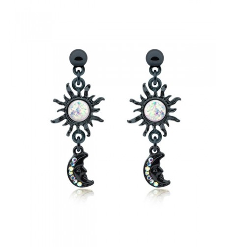 Black Celestial Moon Dangle Earrings