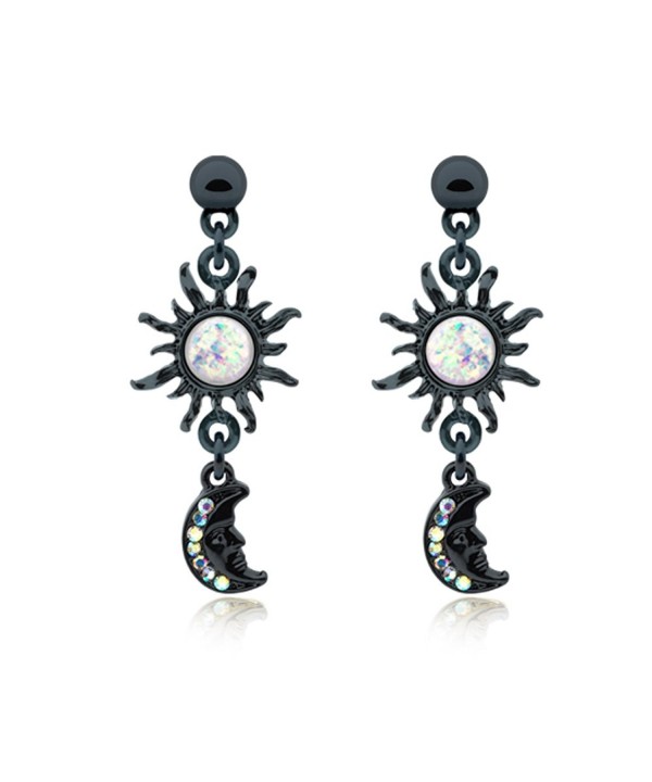 Black Celestial Moon Dangle Earrings