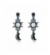 Black Celestial Moon Dangle Earrings