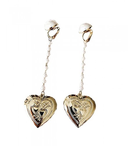 Shaped Locket Simulated Earrings Pierced