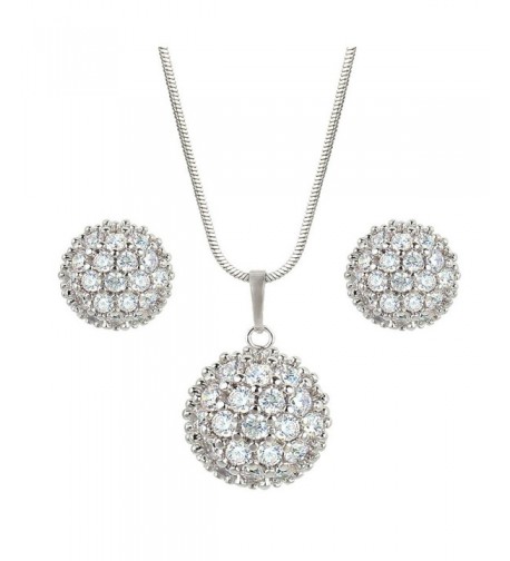 EleQueen Silver tone Zirconia Necklace Earrings