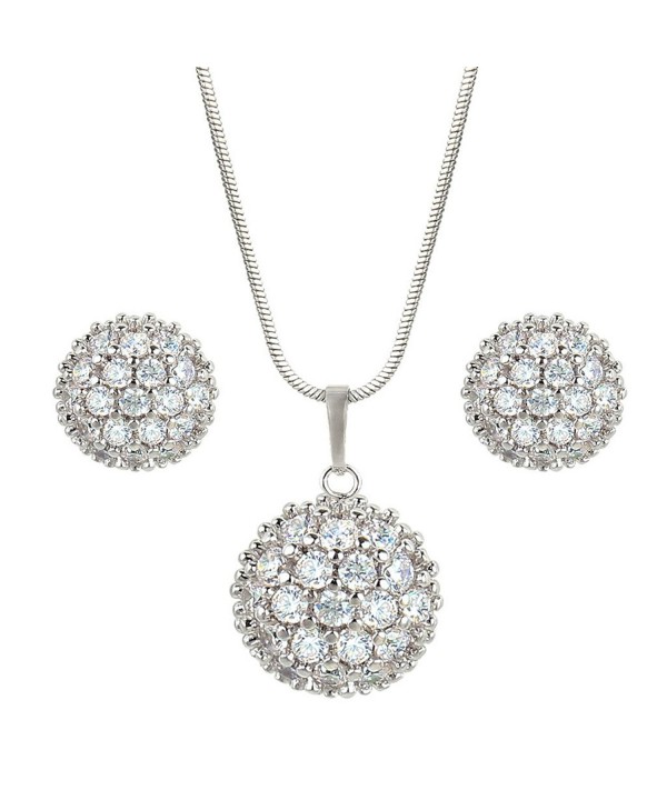EleQueen Silver tone Zirconia Necklace Earrings