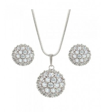 EleQueen Silver tone Zirconia Necklace Earrings