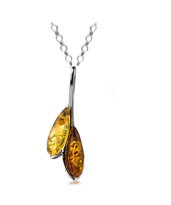 Amber Sterling Silver Pendant Necklace