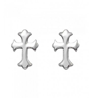 Stainless Steel Florentine Cross Earrings
