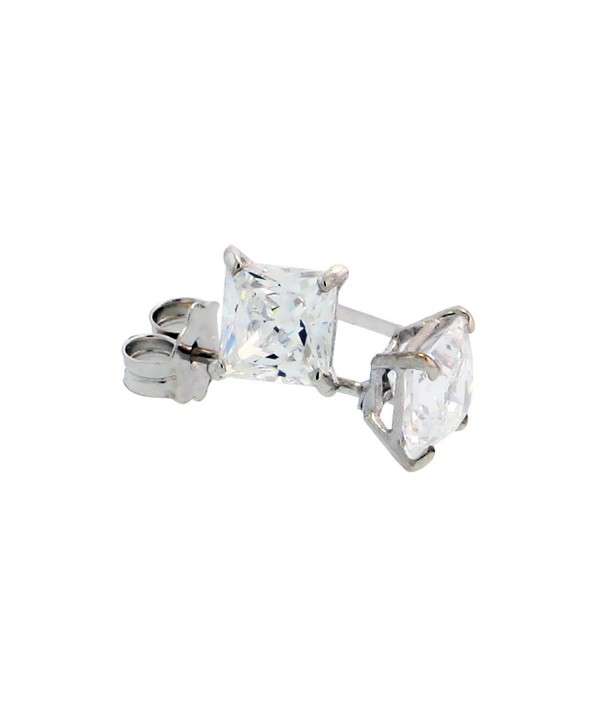 Square Zirconia Earrings Princess Setting