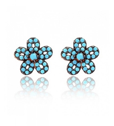 Earrings Turquoise Flower Plated Mothers