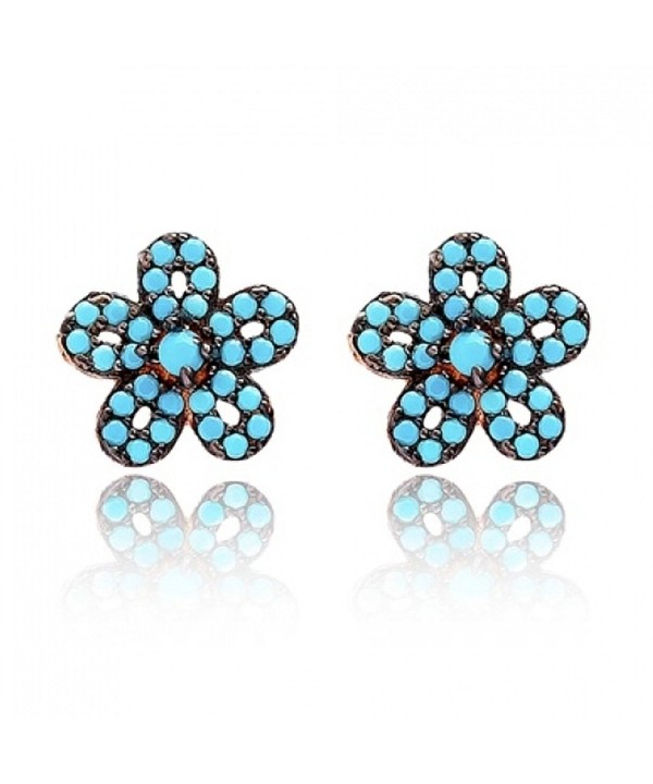 Earrings Turquoise Flower Plated Mothers