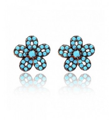 Earrings Turquoise Flower Plated Mothers