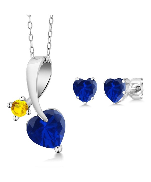 Simulated Sapphire Sterling Pendant Earrings