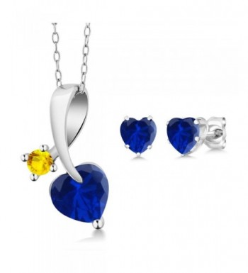 Simulated Sapphire Sterling Pendant Earrings