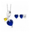 Simulated Sapphire Sterling Pendant Earrings