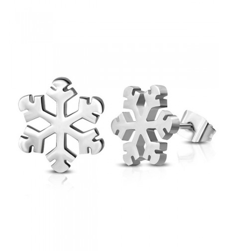 Stainless Steel Snowflake Flower Earrings