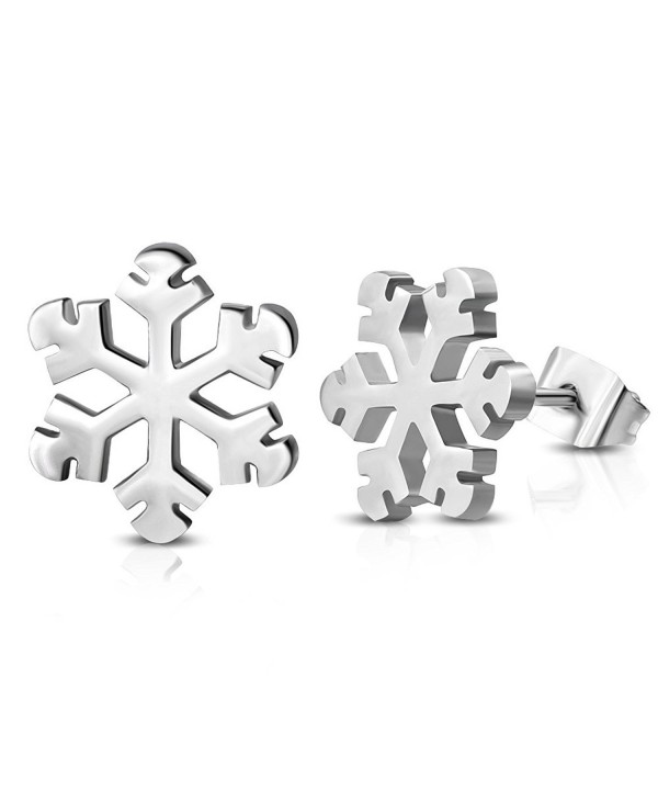 Stainless Steel Snowflake Flower Earrings