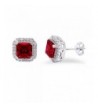 Earring Princess Square Simulated Sterling