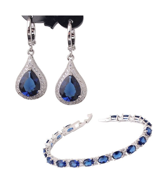 GULICX Electroplated Sapphire Earrings Bracelet