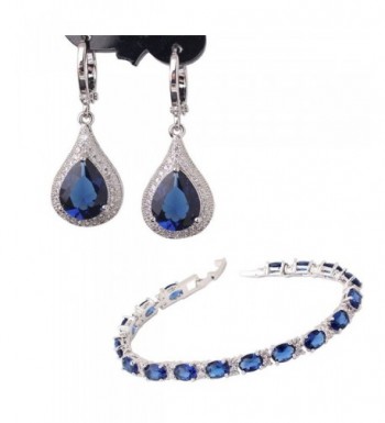 GULICX Electroplated Sapphire Earrings Bracelet