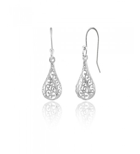 Sterling Teardrop Filigree Polished Earrings