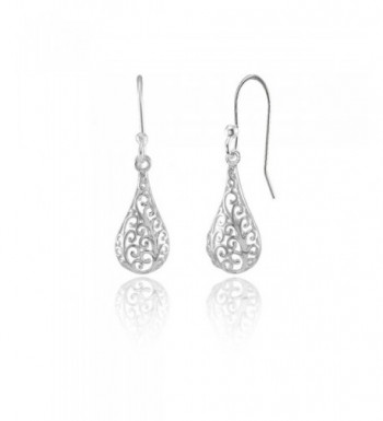 Sterling Teardrop Filigree Polished Earrings