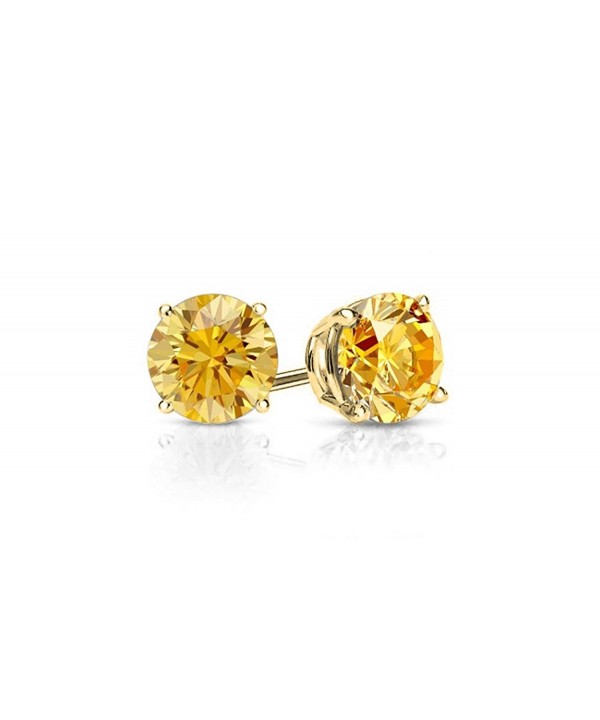 Plated Genuine Gemstone Citrine Earring