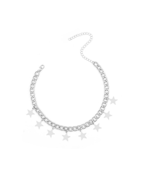 CrazyPiercing Dangling Choker Necklace Silver