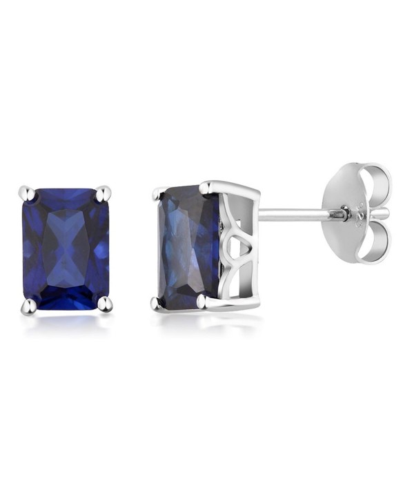 Sterling Simulated Sapphire Earrings Emerald