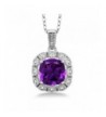 Cushion Amethyst Diamond Sterling Pendant