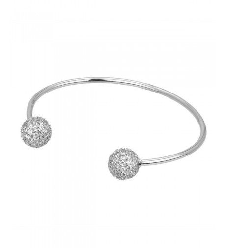 Pave Ball Open Bangle Silver