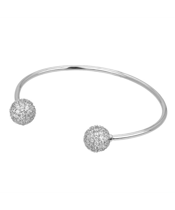 Pave Ball Open Bangle Silver