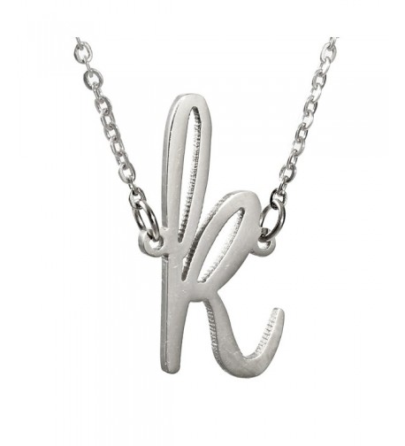 Stainless Womens Initial Pendant Necklace