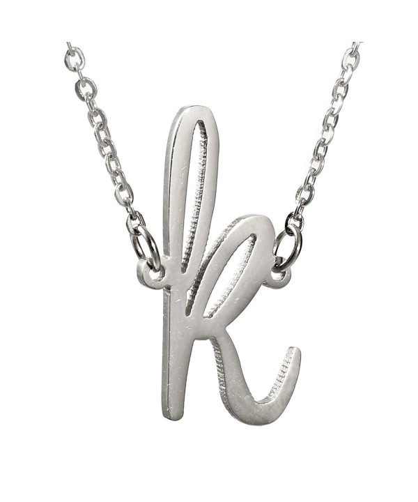 Stainless Womens Initial Pendant Necklace