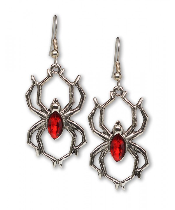 Gothic Spider Dangle Earrings Silver