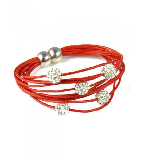 Womens Shamballa Leather Bracelet Jewelry