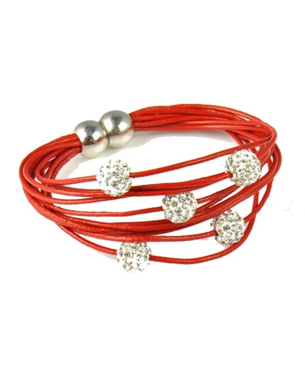 Womens Shamballa Leather Bracelet Jewelry