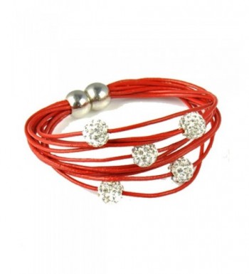 Womens Shamballa Leather Bracelet Jewelry