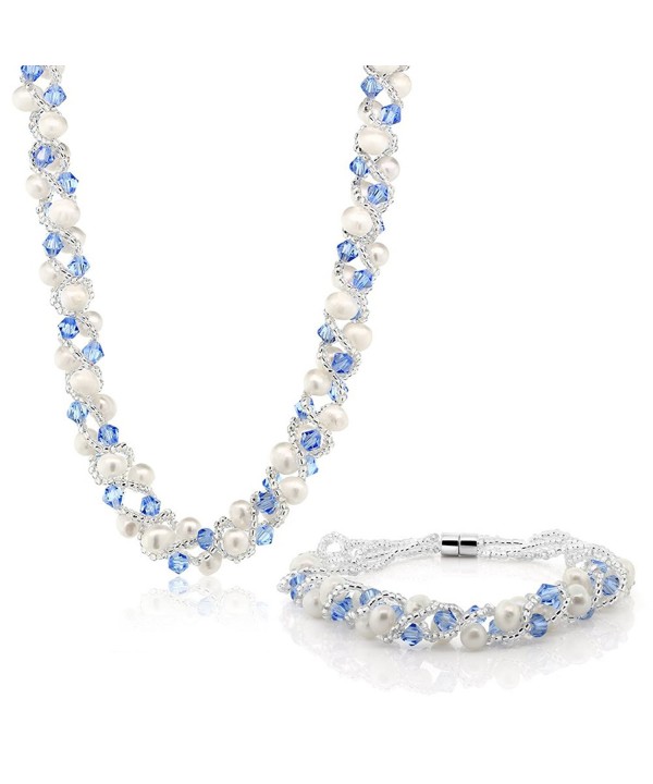 Cultured Freshwater Crystal Necklace Bracelet