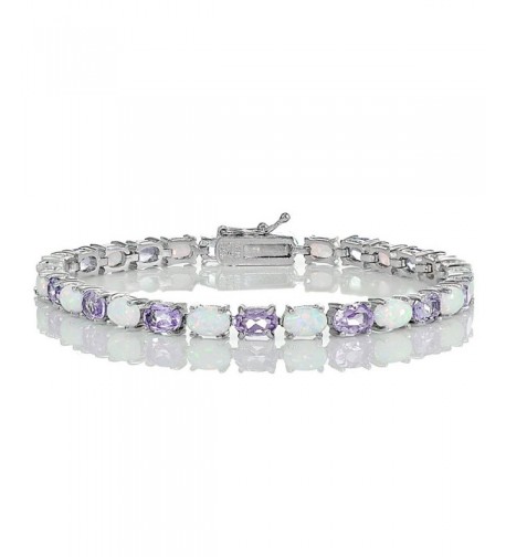 Sterling Silver Amethyst Created Bracelet