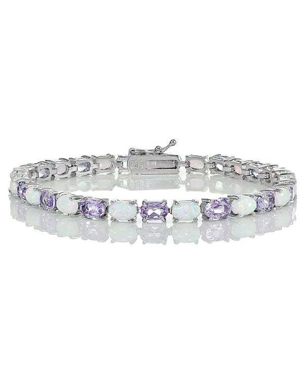 Sterling Silver Amethyst Created Bracelet