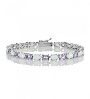 Sterling Silver Amethyst Created Bracelet