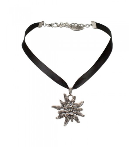 Bavarian Rhinestone Edelweiss Satin Necklace