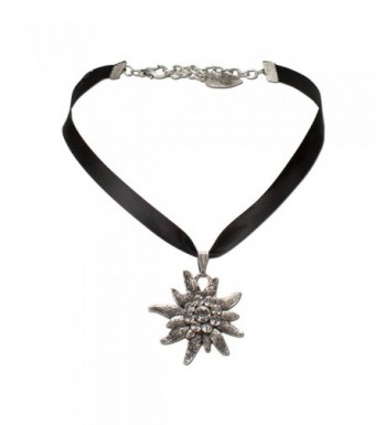 Bavarian Rhinestone Edelweiss Satin Necklace