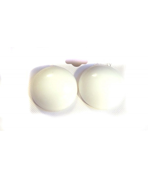 White Earrings Pierced Large Round