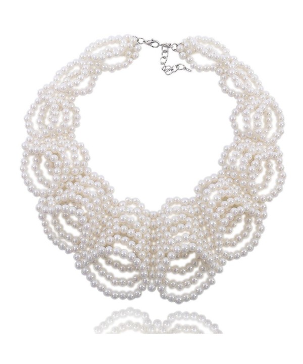 Kalse Simulated Statement Necklace White Cluster