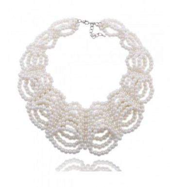 Kalse Simulated Statement Necklace White Cluster